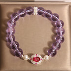 Fortune Jewel Natural Amethyst Pearl Red Zircon Balance Bracelet