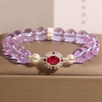 Fortune Jewel Natural Amethyst Pearl Red Zircon Balance Bracelet