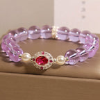 Fortune Jewel Natural Amethyst Pearl Red Zircon Balance Bracelet
