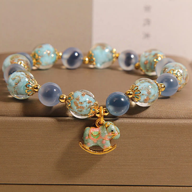 Fortune Jewel Natural Candy Agate White Crystal Year Of The Horse Strength Bracelet