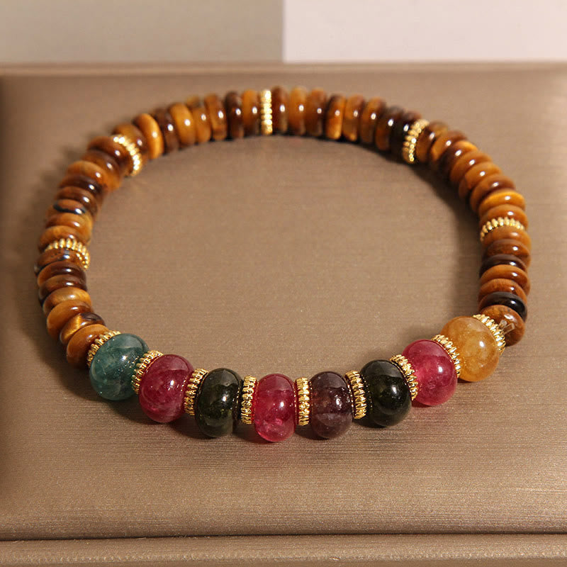Fortune Jewel Natural Tiger Eye Tourmaline Strength Bracelet
