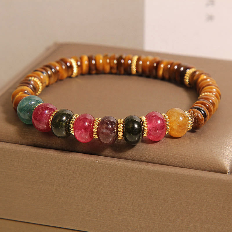 Fortune Jewel Natural Tiger Eye Tourmaline Strength Bracelet