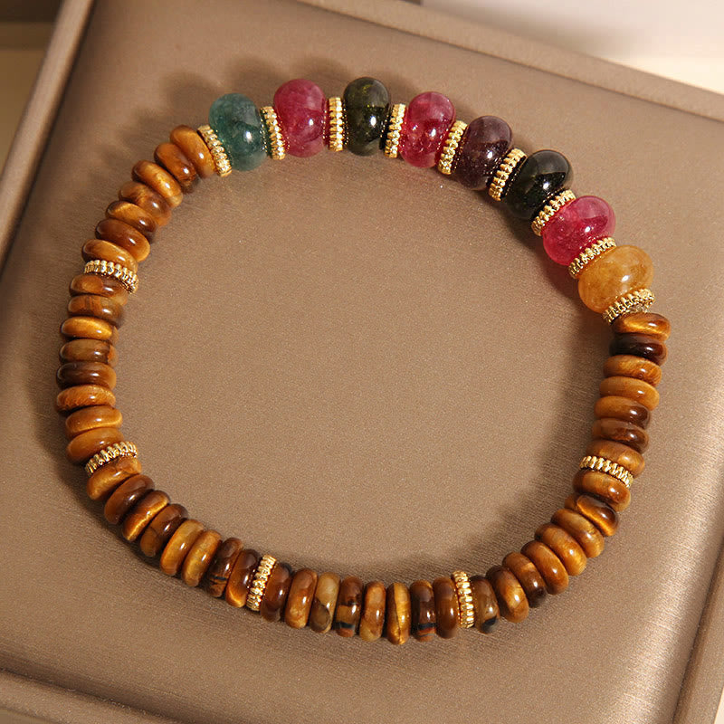 Fortune Jewel Natural Tiger Eye Tourmaline Strength Bracelet