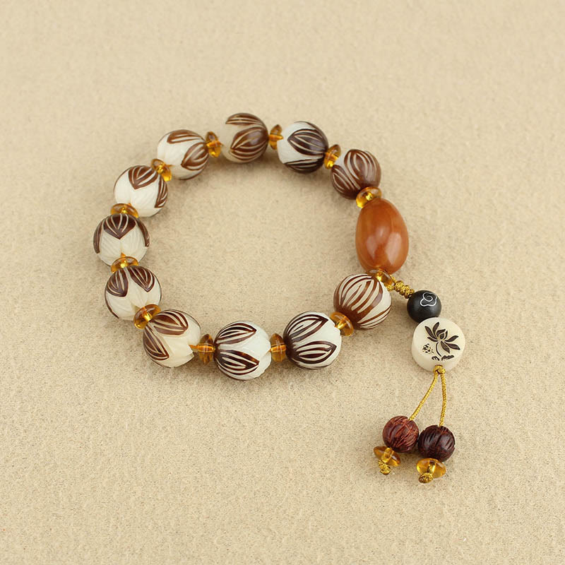 Fortune Jewel Tibetan Mala White Bodhi Seed Peace Bracelet
