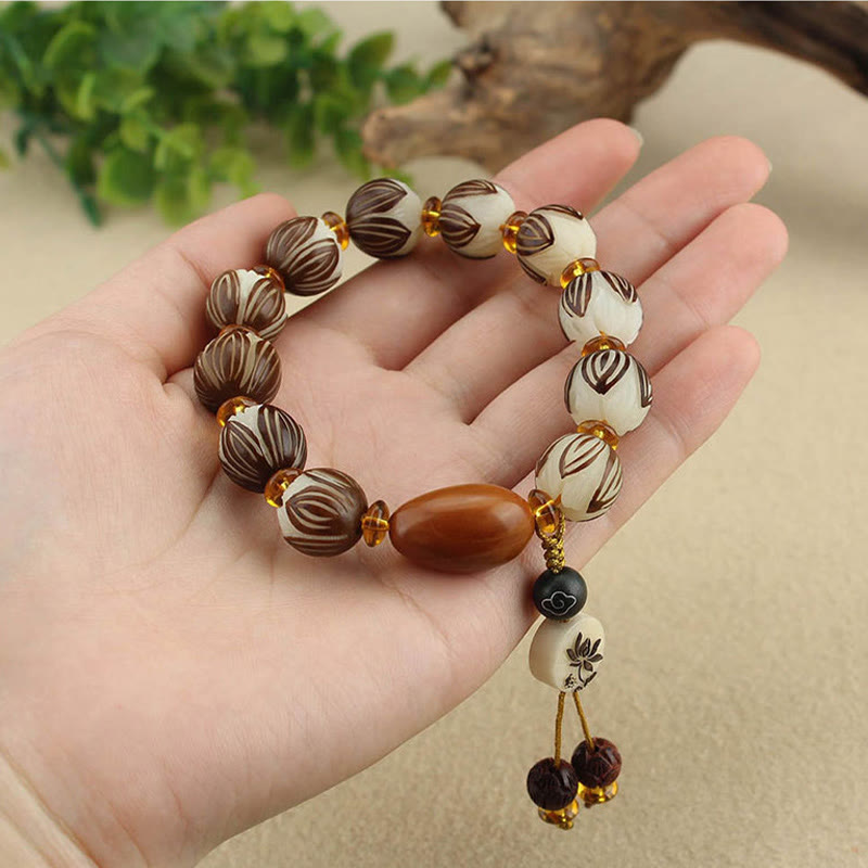 Fortune Jewel Tibetan Mala White Bodhi Seed Peace Bracelet