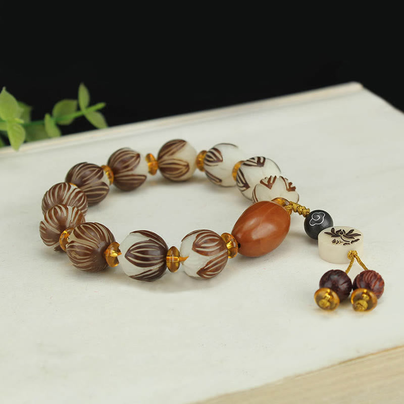 Fortune Jewel Tibetan Mala White Bodhi Seed Peace Bracelet