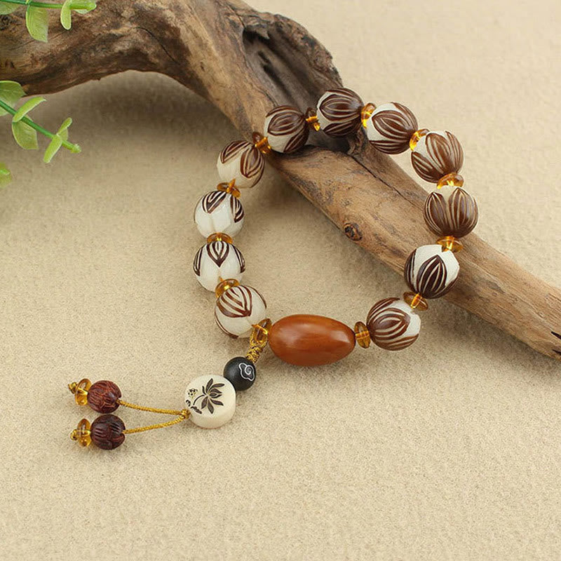 Fortune Jewel Tibetan Mala White Bodhi Seed Peace Bracelet