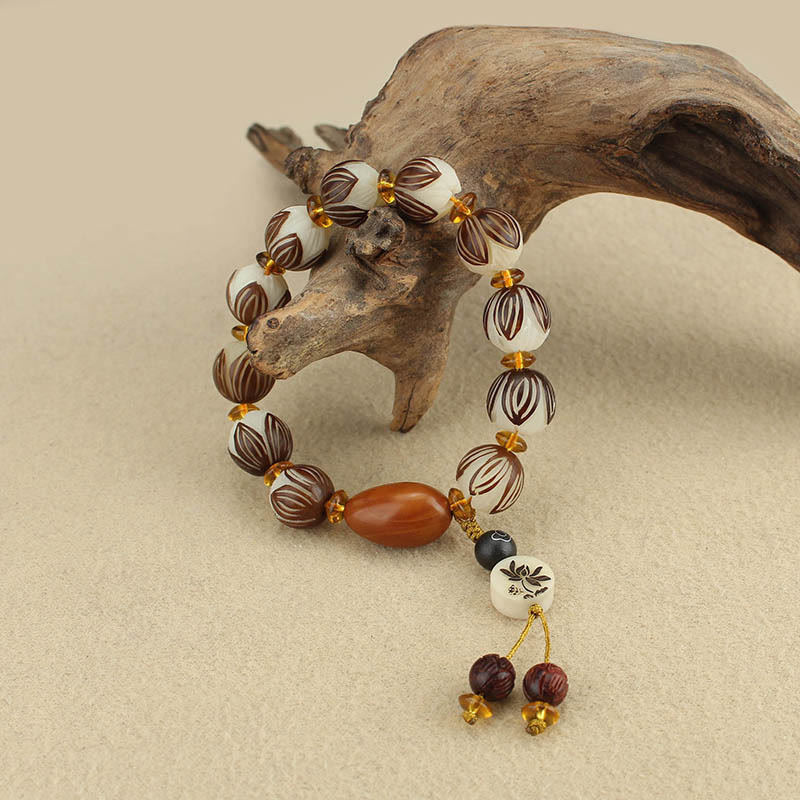 Fortune Jewel Tibetan Mala White Bodhi Seed Peace Bracelet