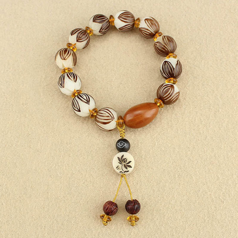 Fortune Jewel Tibetan Mala White Bodhi Seed Peace Bracelet