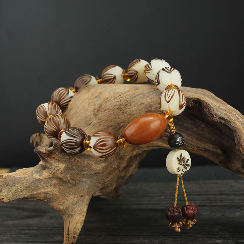 Fortune Jewel Tibetan Mala White Bodhi Seed Peace Bracelet