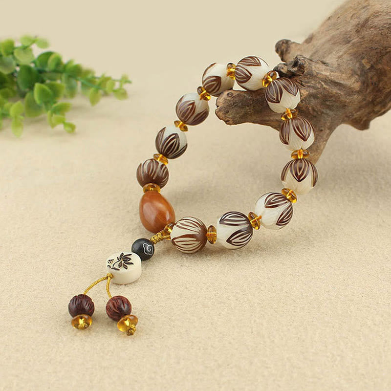 Fortune Jewel Tibetan Mala White Bodhi Seed Peace Bracelet