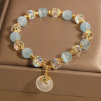 Fortune Jewel Blue Cat's Eye White Crystal Peace Buckle Meaning Balance Bracelet