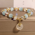 Fortune Jewel Blue Cat's Eye White Crystal Peace Buckle Meaning Balance Bracelet