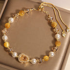 Fortune Jewel Yellow Cat's Eye Stone Pearl Gourd Prosperity Bracelet