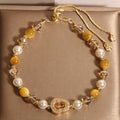 Fortune Jewel Yellow Cat's Eye Stone Pearl Gourd Prosperity Bracelet