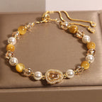 Fortune Jewel Yellow Cat's Eye Stone Pearl Gourd Prosperity Bracelet