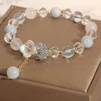 Fortune Jewel Aquamarine Yellow Cat's Eye Stone Flower Peace Bracelet