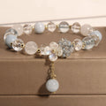 Fortune Jewel Aquamarine Yellow Cat's Eye Stone Flower Peace Bracelet