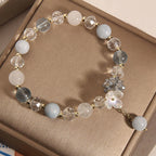 Fortune Jewel Aquamarine Yellow Cat's Eye Stone Flower Peace Bracelet
