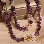 Fortune Jewel Butterfly Flower Amethyst Strawberry Quartz Balance Necklace Pendant