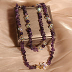 Fortune Jewel Butterfly Flower Amethyst Strawberry Quartz Balance Necklace Pendant