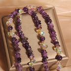 Fortune Jewel Butterfly Flower Amethyst Strawberry Quartz Balance Necklace Pendant