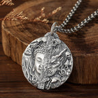 Fortune Jewel Copper Buddha Demon Pattern Compassion Pendant Necklace