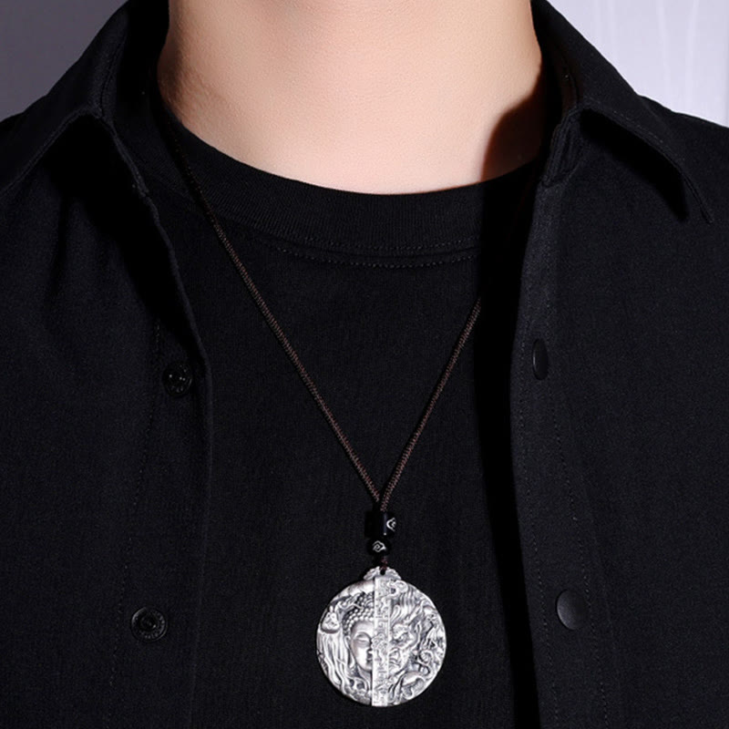 Fortune Jewel Copper Buddha Demon Pattern Compassion Pendant Necklace