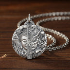 Fortune Jewel Copper Buddha Demon Pattern Compassion Pendant Necklace