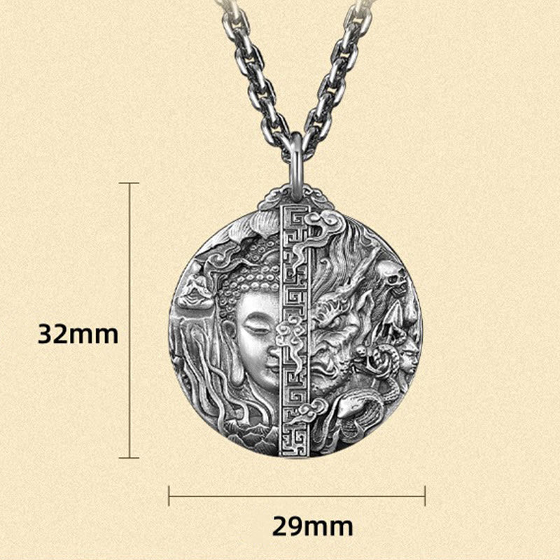 Fortune Jewel Copper Buddha Demon Pattern Compassion Pendant Necklace
