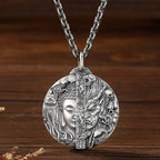 Fortune Jewel Copper Buddha Demon Pattern Compassion Pendant Necklace