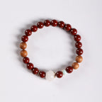 Fortune Jewel Cinnabar Wood Beads Lotus Fu Character Blessing Bracelet