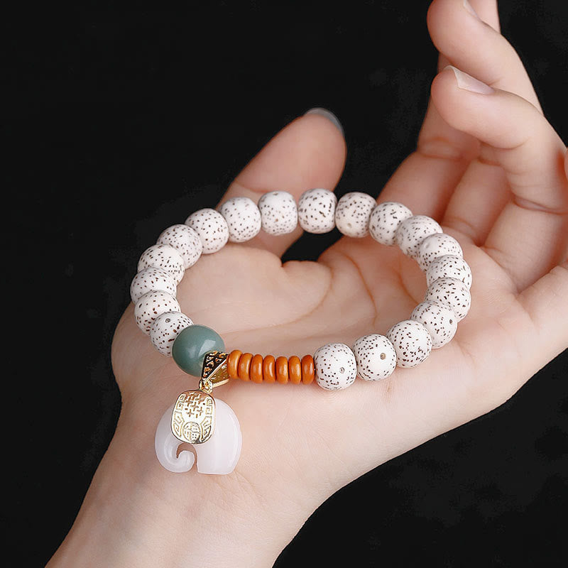 Fortune Jewel Hand PolishedStar Moon Bodhi Seed Elephant Pattern Inner Peace Bracelet