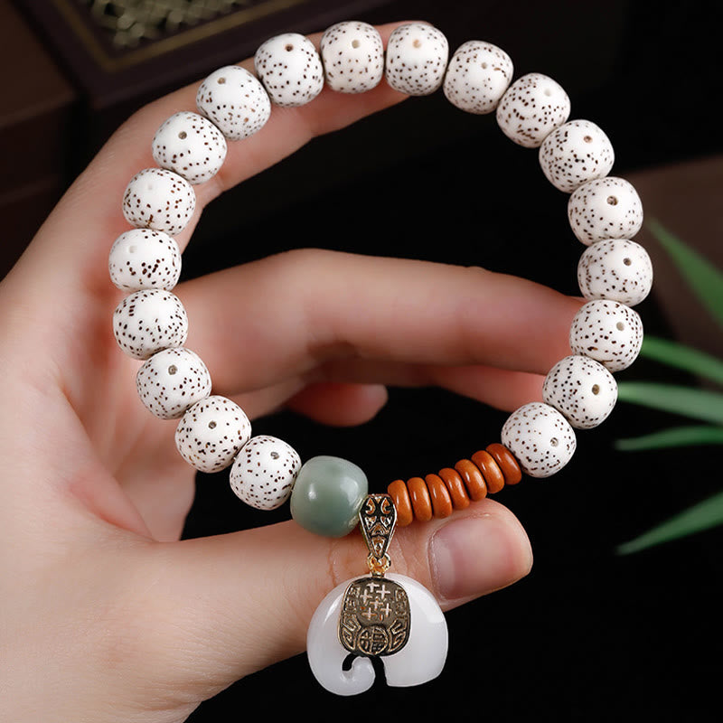 Fortune Jewel Hand PolishedStar Moon Bodhi Seed Elephant Pattern Inner Peace Bracelet