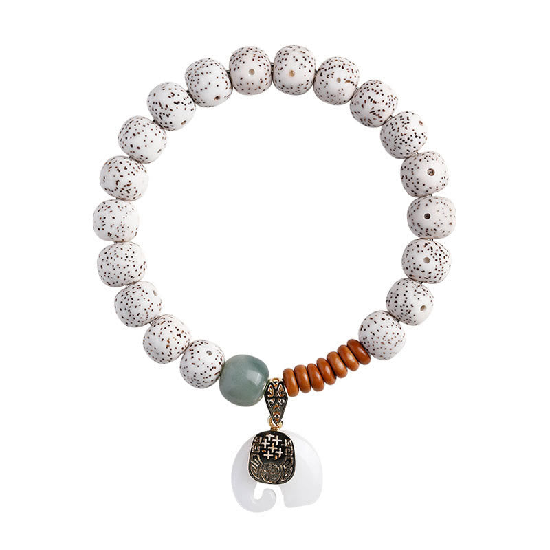 Fortune Jewel Hand PolishedStar Moon Bodhi Seed Elephant Pattern Inner Peace Bracelet