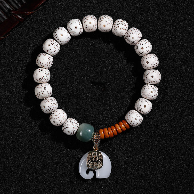 Fortune Jewel Hand PolishedStar Moon Bodhi Seed Elephant Pattern Inner Peace Bracelet