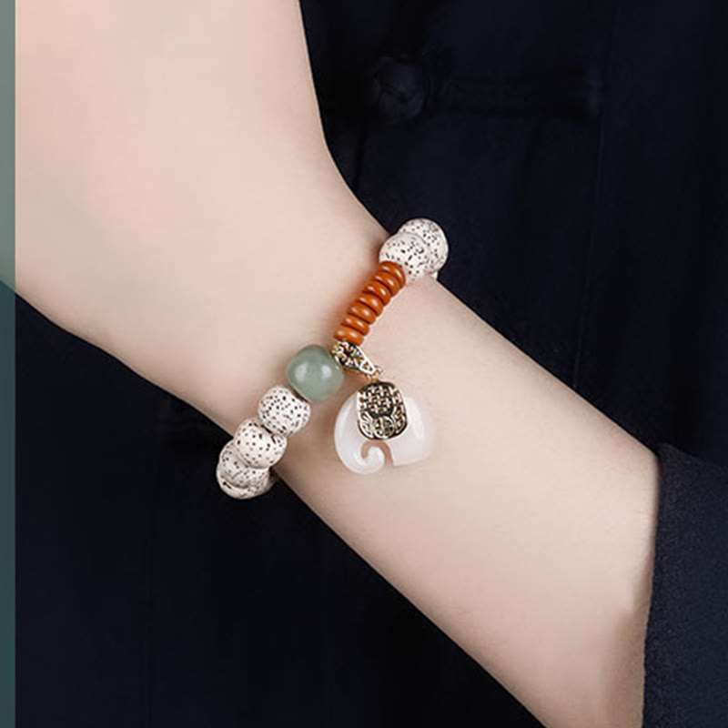 Fortune Jewel Hand PolishedStar Moon Bodhi Seed Elephant Pattern Inner Peace Bracelet