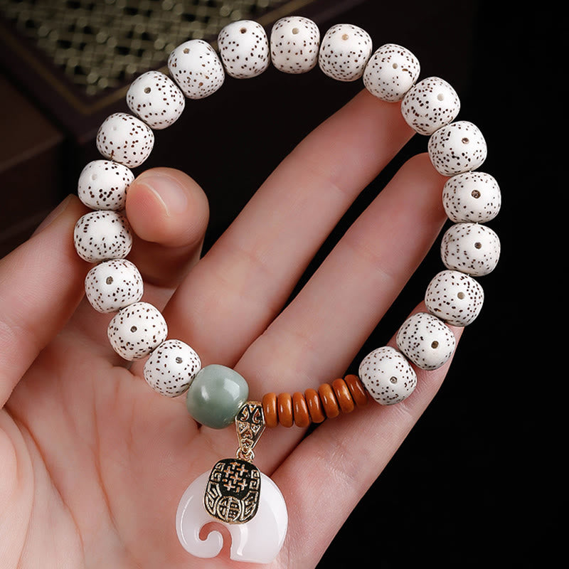 Fortune Jewel Hand PolishedStar Moon Bodhi Seed Elephant Pattern Inner Peace Bracelet