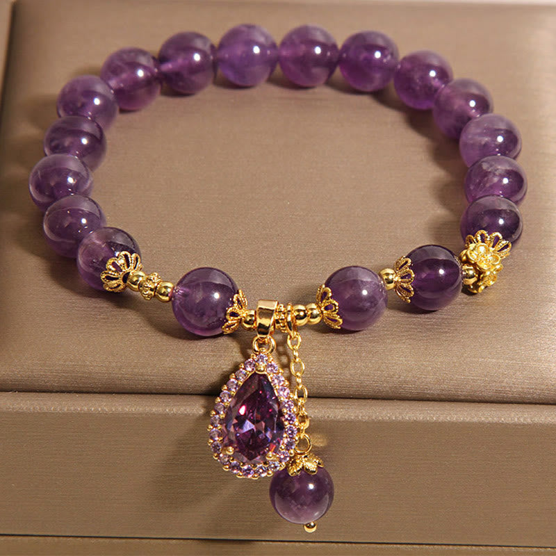 Fortune Jewel Natural Amethyst Water Drop Balance Bracelet