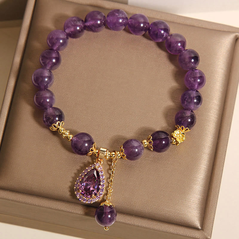 Fortune Jewel Natural Amethyst Water Drop Balance Bracelet