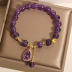 Fortune Jewel Natural Amethyst Water Drop Balance Bracelet