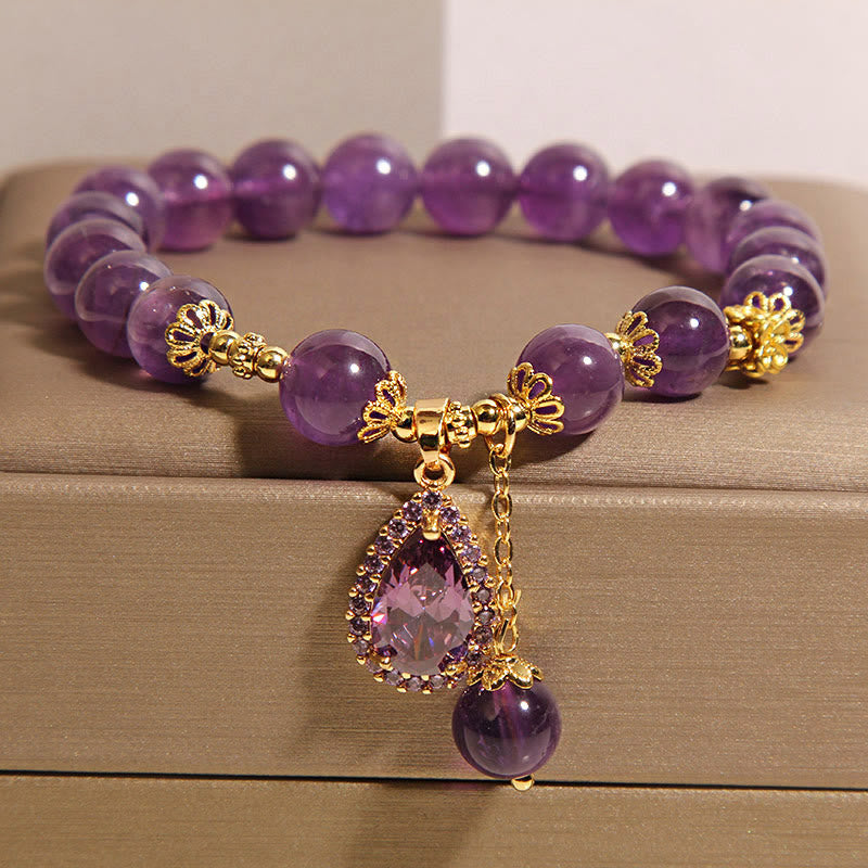 Fortune Jewel Natural Amethyst Water Drop Balance Bracelet