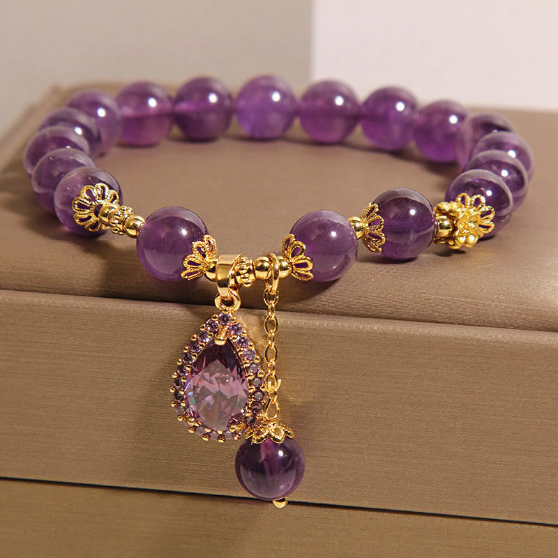 Fortune Jewel Natural Amethyst Water Drop Balance Bracelet
