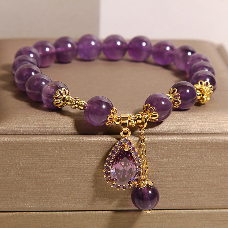 Fortune Jewel Natural Amethyst Water Drop Balance Bracelet
