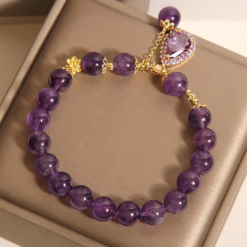 Fortune Jewel Natural Amethyst Water Drop Balance Bracelet