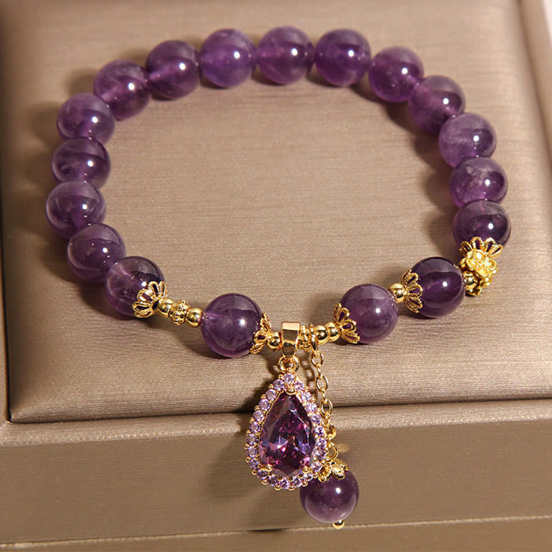 Fortune Jewel Natural Amethyst Water Drop Balance Bracelet
