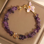 Fortune Jewel Natural Irregular Gravel Amethyst Blue Crystal Wisteria Balance Bracelet