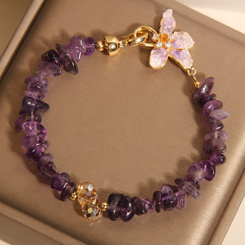 Fortune Jewel Natural Irregular Gravel Amethyst Blue Crystal Wisteria Balance Bracelet