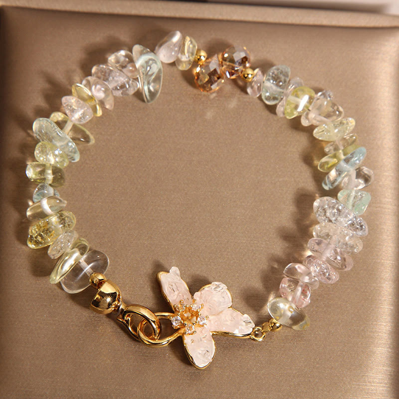 Fortune Jewel Natural Irregular Gravel Amethyst Blue Crystal Wisteria Balance Bracelet