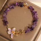 Fortune Jewel Natural Irregular Gravel Amethyst Blue Crystal Wisteria Balance Bracelet